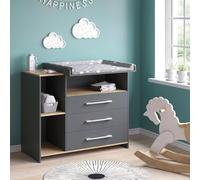 Vicco Commode à Langer Oskar, Anthracite/chêne doré, 113x93cm avec 3 tiroirs, Convertible en Commode grâce au Plan à Langer Amovible
