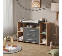 Commode à langer Vicco Oskar Anthracite/Sonoma 143x100cm XL avec tiroirs, Model 40348