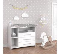 Commode à langer Vicco Oskar Blanc 113x100cm avec 3 grands tiroirs, Model 42084