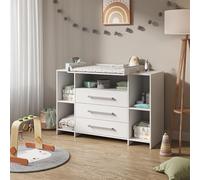 Commode à langer Vicco Oskar Blanc 143x100cm XL avec tiroirs, Model 40342