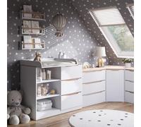 Vicco Commode à langer "Ruben", Blanc/Chêne Artisan 113 x 93 cm | avec 3 tiroirs