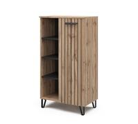 Vicco Commode "Amber", Chêne Wotan, 35x110cm | avec 1 porte, avec compartiment de rangement pour espace de stockage supplémentaire
