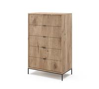 Vicco Commode Eliza, Chêne Viking, 76x120cm | avec 5 tiroirs, pour le rangement et l’utilisation dans la chambre ou le couloir