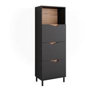 Vicco Commode Marelle, Anthracite/Artisan, 60x169.5cm | avec 4 compartiments, pour le rangement des vêtements et des articles ménagers