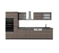 Vicco Cuisine complète R-Line, Gris Noble/Anthracite, 350cm, PT Anthracite, adapté à Une Extension Flexible avec des modules supplémentaires