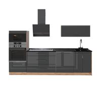 Vicco Cuisine Fame-Line, Anthracite Brillant/Chêne doré, 280cm