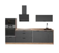 Vicco Cuisine Fame-Line, Gris foncé/Chêne doré, 280cm