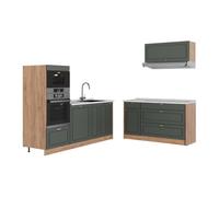 Vicco Cuisine Fame-Line, Vert Or Campagne/Chêne doré, 340cm