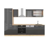 Vicco Cuisine R-Line, Anthracite Brillant/Chêne doré, 300cm sans PT, pour Une Disposition Flexible et Une Extension avec des modules supplémentaires