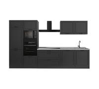 Vicco Cuisine "R-Line", Anthracite campagne/Anthracite 340 cm | 7 Modules · Pieds réglables en hauteur · Plan de travail in açades en MDF · Avec armoire four/micro-ondes