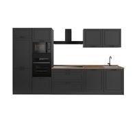 Vicco Cuisine "R-Line", Anthracite campagne/Anthracite 340 cm | 7 Modules · Pieds réglables en hauteur · Plan de travail in açades en MDF · Avec armoire four/micro-ondes