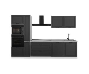 Vicco Cuisine "R-Line", Anthracite campagne/Blanc 310 cm | 7 Modules · Pieds réglables en hauteur · Plan de travail in açades en MDF · Avec armoire four/micro-ondes