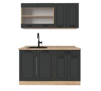 Vicco Cuisine R-Line, Anthracite Campagne/Chêne doré, 140cm sans PT, adapté à Une Installation autoportante ou près du Mur