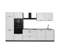 Vicco Cuisine "R-Line", Blanc campagne/Anthracite 340 cm | 7 Modules · Pieds réglables en hauteur · Plan de travail in açades en MDF · Avec armoire four/micro-ondes