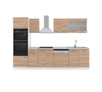 Vicco Cuisine R-Line, Sonoma, 300cm avec Armoire Haute, PT Marbre, avec modules disposables de manière Variable et Pieds réglables en Hauteur