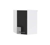 Vicco Elément Haut de Cuisine Fame-Line, Anthracite Haute Brillance, 57cm | Façade en MDF · 2 Tablettes · Fermeture douce · Poignées en métal · Solution d’angle gain de place ✓