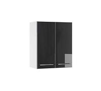 Vicco Elément Haut de Cuisine Fame-Line, Anthracite Haute Brillance, 60cm | Façade en MDF · Fermeture douce · 2 Tablettes · Poignées en métal · ✓ Rangement pratique