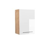 Vicco Elément Haut de Cuisine Fame-Line, Blanc Haute Brillance, 50cm | Façade en MDF · Fermeture douce · 2 Tablettes · Poignées en métal · ✓ Rangement pratique