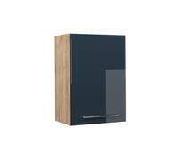Vicco Elément Haut de Cuisine Fame-Line, Bleu foncé Brillant, 50cm | Façade en MDF · Fermeture douce · 2 Tablettes · Poignées en métal · ✓ Rangement pratique