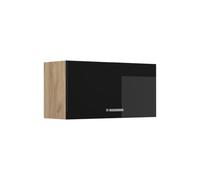 Vicco Elément Haut de Cuisine R-Line, Noir Haute Brillance/Chêne doré 80 cm