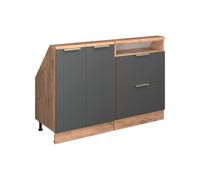 Vicco Ensemble de Meuble sous Pente Rion Anthracite-Or/Chêne doré
