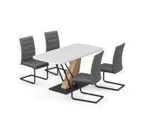 Vicco Ensemble de Table à Manger Fenaro, Blanc/Chêne doré, 120x80cm