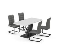 Vicco Ensemble de Table à Manger Fenaro, Blanc/Noir, 120x80cm