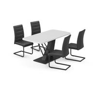 Vicco Ensemble de Table à Manger Fenaro, Blanc/Noir, 120x80cm