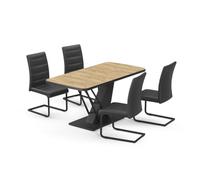 Vicco Ensemble de Table à Manger Fenaro, Chêne doré/Noir, 120x80cm