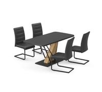 Vicco Ensemble de Table à Manger Fenaro, Noir/Chêne doré, 120x80cm