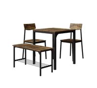 Vicco Ensemble de table à manger "Fyrk", Noir/Chêne rustique 70 x 70 cm | 4 pièces, convient pour salle à manger, cuisine ou espaces extérieurs couverts