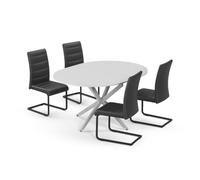 Vicco Ensemble de Table à Manger Loyd, Blanc/Gris, 120x120cm