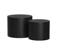 Vicco Ensemble de tables basses "Tavilo", Chêne/Noir 48 x 48 cm | 2 pièces, avec fonction de levage et paroi latérale amovible