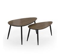 Vicco Ensemble de tables basses "Veyo", Chêne noir brillant/Noir 98 x 60 cm | Set, 2 pièces, pour une utilisation flexible comme surface de rangement ou table d’appoint