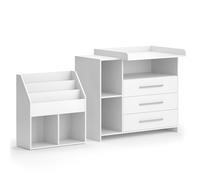 Vicco Ensemble pour Chambre d Oskar, Blanc, 2 pièces, avec Commode à Langer et bibliothèque, Transformable en Commode Standard après Retrait du Plan à Langer