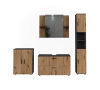 Vicco Ensemble Salle de Bains Irma Anthracite/Chêne doré 100.1 cm