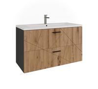 Vicco Ensemble Salle de Bains Irma Anthracite/Chêne doré 100 cm