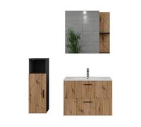 Vicco Ensemble Salle de Bains Irma Anthracite/Chêne doré 80 cm