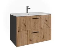 Vicco Ensemble Salle de Bains Irma Anthracite/Chêne doré 80 cm