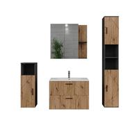 Vicco Ensemble Salle de Bains Irma Anthracite/Chêne doré 80 cm