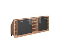 Vicco Ensembles de Meuble de Rangement sous Pente Rion, Anthracite Haute Brillance/Chêne de Force doré, L210 x P46 cm Lot de 5, Gain de Place pour Les pièces mansardées