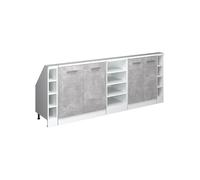 Vicco Ensembles de Meuble de Rangement sous Pente Rion, Béton/Blanc, L210 x P46 cm Lot de 5, Gain de Place pour Les pièces mansardées