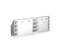 Vicco Ensembles de Meuble de Rangement sous Pente Rion, Blanc Haute Brillance/Blanc, L210 x P46 cm Lot de 5, Gain de Place pour Les pièces mansardées