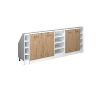 Vicco Ensembles de Meuble de Rangement sous Pente Rion, Chêne Artisan/Blanc, L210 x P46 cm Lot de 5, Gain de Place pour Les pièces mansardées