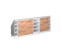 Vicco Ensembles de Meuble de Rangement sous Pente Rion, Chêne doré/Blanc | Façade robuste · 5 modules, profondeur 46 cm · Pieds réglables en hauteur · Rangement ouvert & fermé