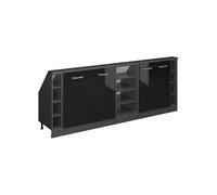 Vicco Ensembles de Meuble de Rangement sous Pente Rion, Noir Haute Brillance/Anthracite, L210 x P46 cm Lot de 5, Gain de Place pour Les pièces mansardées