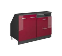 Vicco Ensembles de Meuble de Rangement sous Pente Rion, Rouge Brillant/Anthracite, L120 x P60 cm Lot de 2, Gain de Place pour Les pièces mansardées