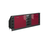 Vicco Ensembles de Meuble de Rangement sous Pente Rion, Rouge Brillant/Anthracite, L210 x P46 cm Lot de 5, Gain de Place pour Les pièces mansardées