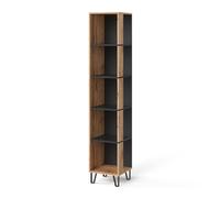 Vicco Étagère à Livres Amber, Chêne Wotan, 36x186.6cm | avec compartiment de rangement pour espace de stockage supplémentaire