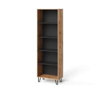 Vicco Étagère à livres "Amber", Chêne Wotan, 60x186.6cm | avec compartiment de rangement pour espace de stockage supplémentaire